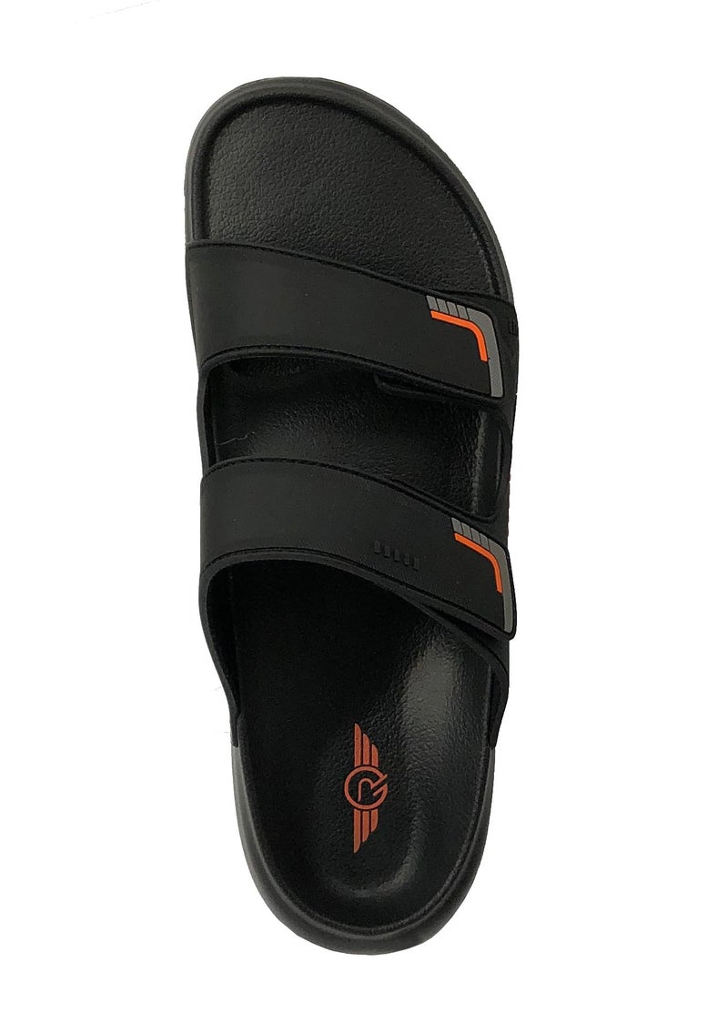 REDVOLUTION Men's Classic Two Straps Slides with Soft Footbed Comfort Sandals for Beach, Gym, Pool (PM slide Black, 12) - Image 4